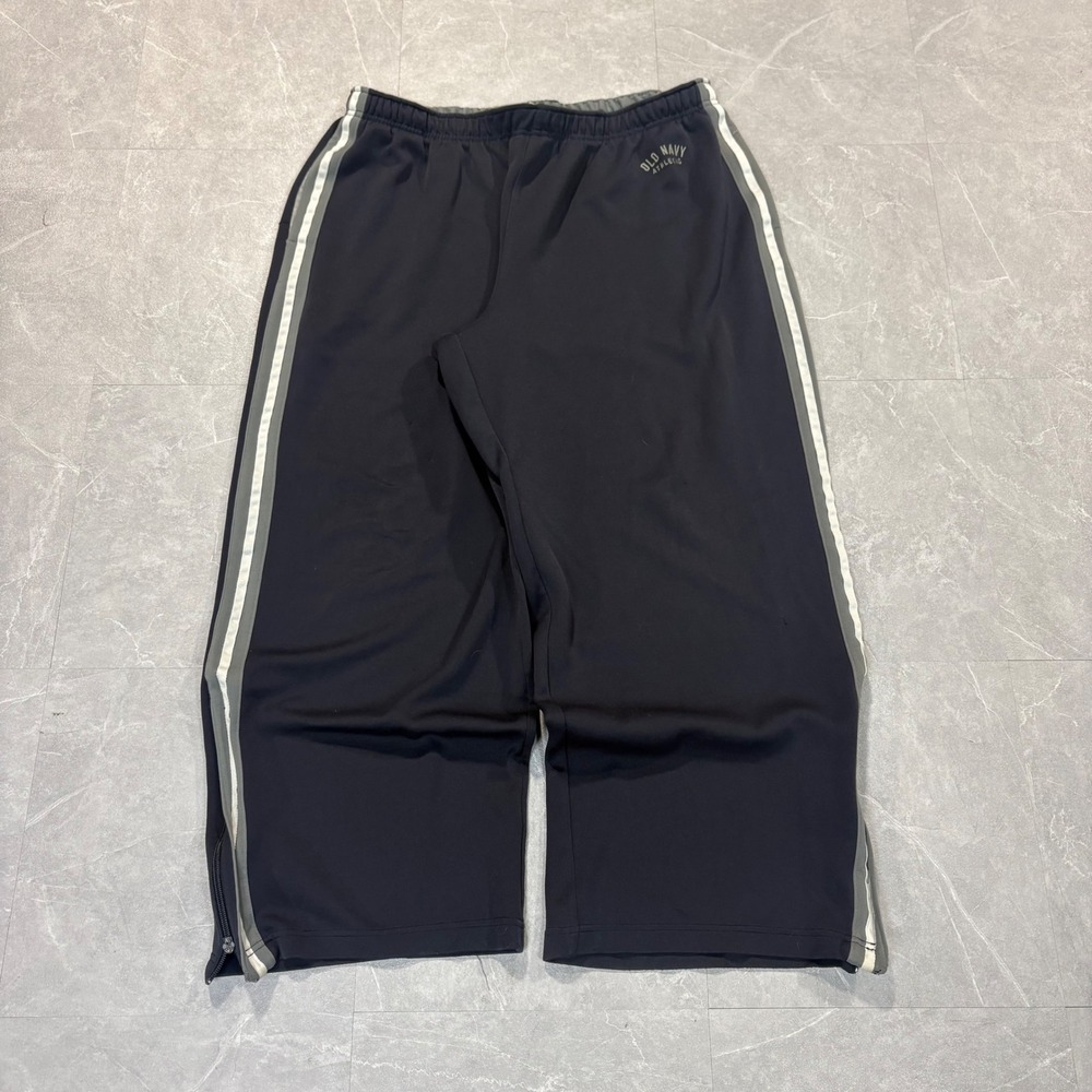 Old Navy Athletic Mens Navy Blue Striped Track Pants Large Ankle Zip Joggers
